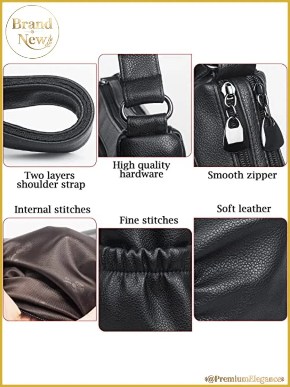 Women's Soft PU Leather Crossbody Satchel Bag with Multiple Pockets